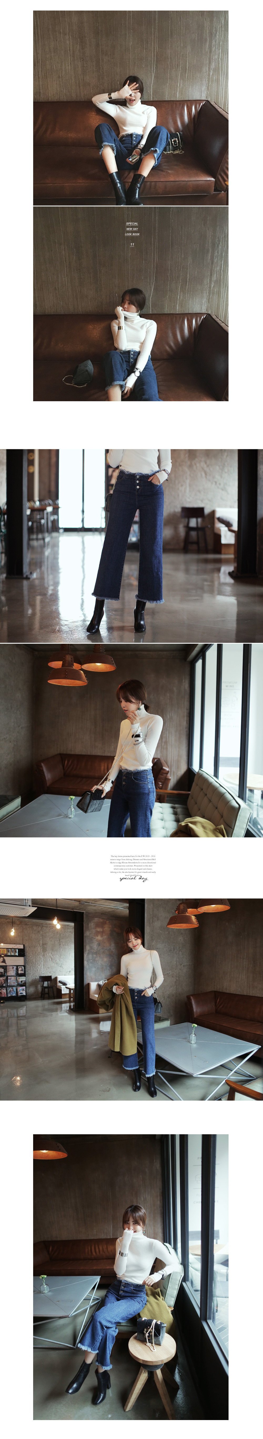 フリンジディテールクロップドストレートパンツ・全4色 | DHOLIC | 詳細画像2