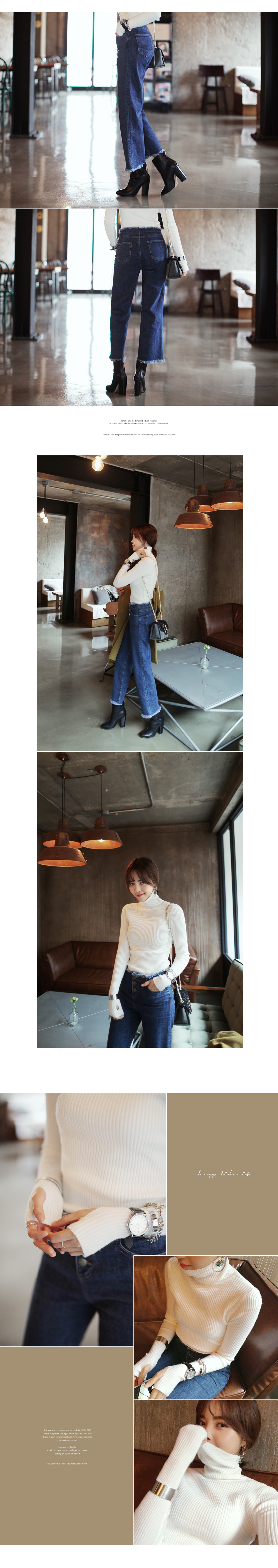 フリンジディテールクロップドストレートパンツ・全4色 | DHOLIC | 詳細画像4