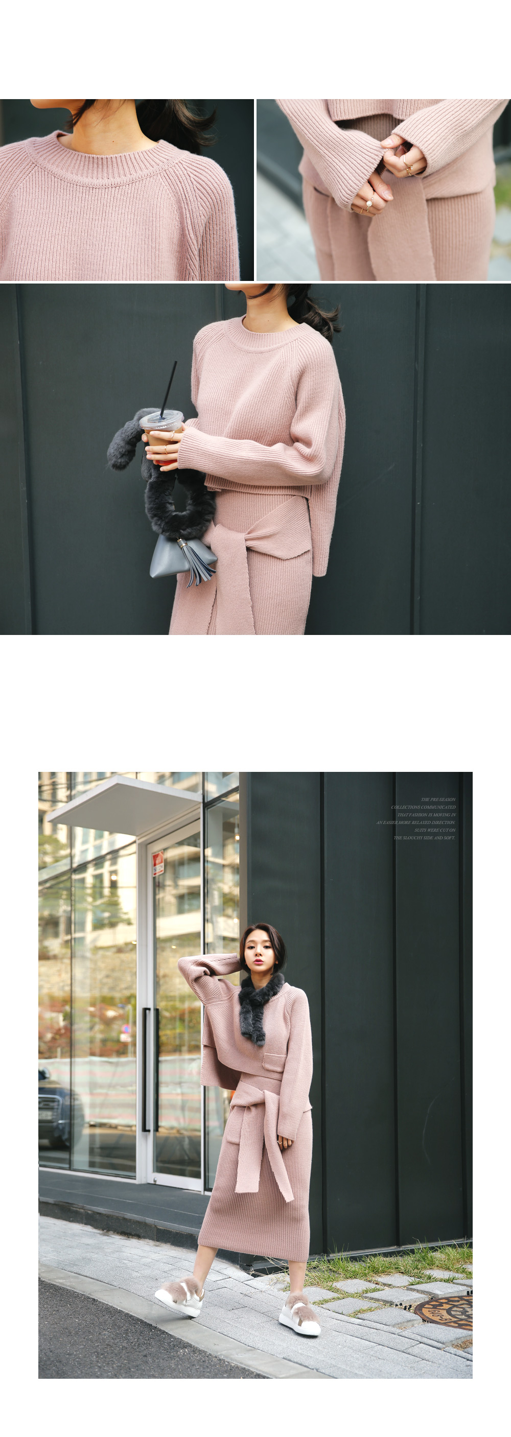 アンバランスニットトップス&腰巻風ハイウエストニットスカートセットアップ・全4色 | DHOLIC PLUS | 詳細画像3