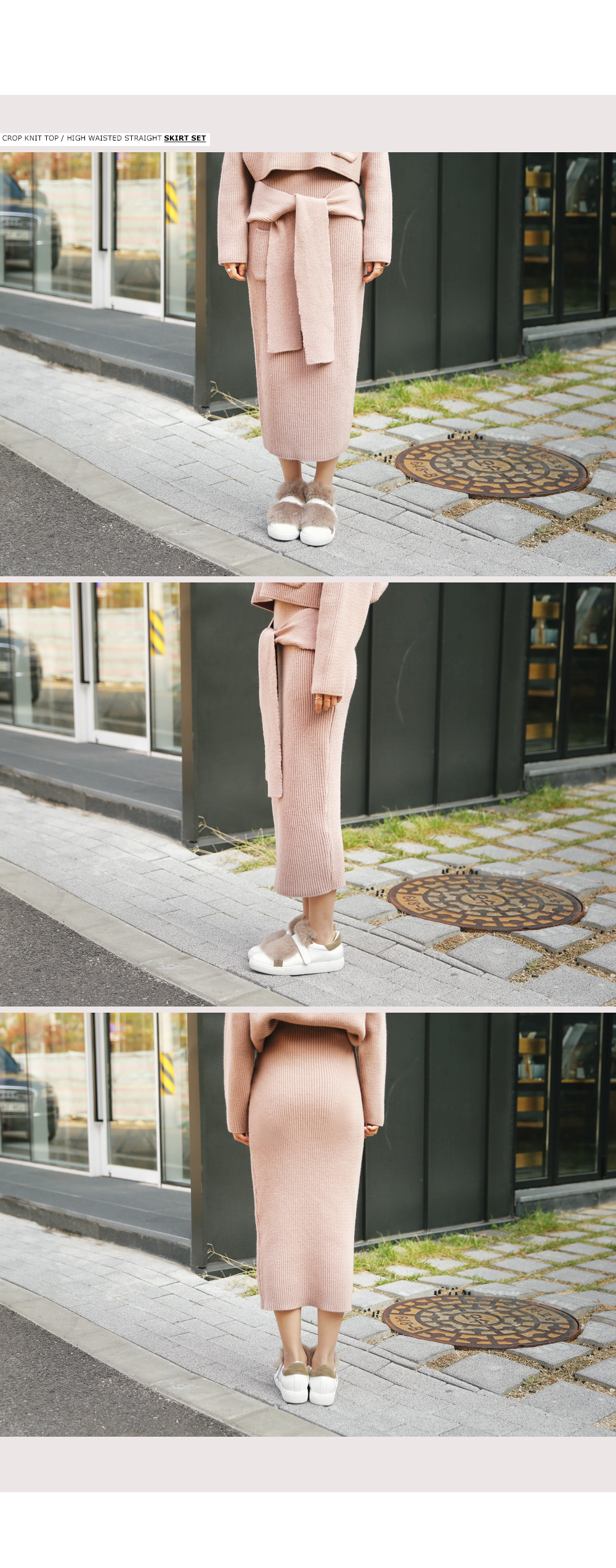 アンバランスニットトップス&腰巻風ハイウエストニットスカートセットアップ・全4色 | DHOLIC PLUS | 詳細画像4
