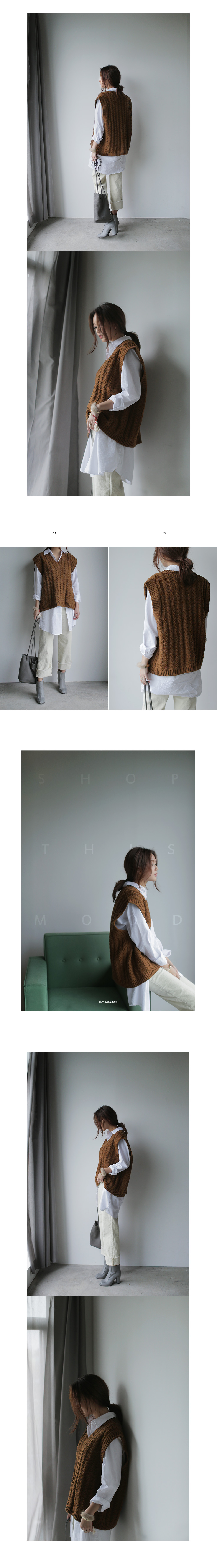 Vネックケーブルニットベスト・全3色 | DHOLIC | 詳細画像4