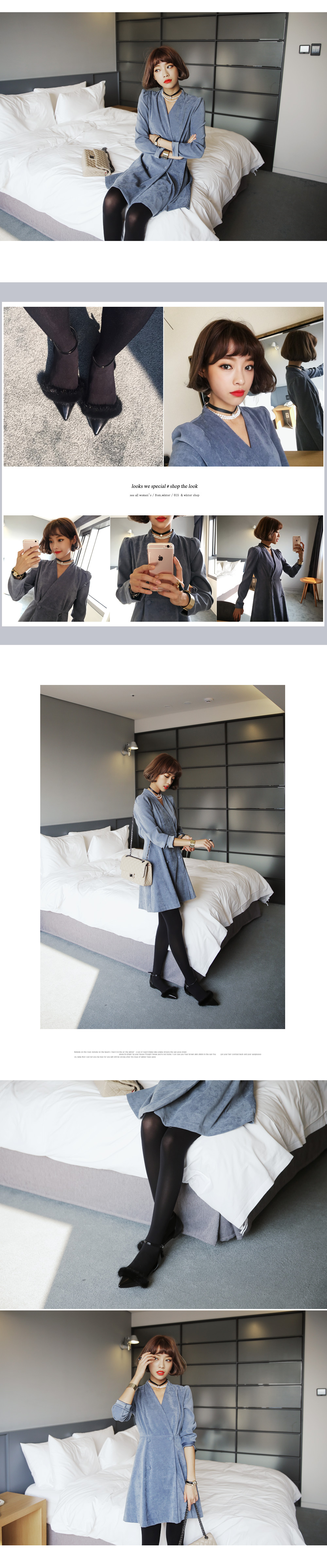 Vネックラップワンピース・全3色 | DHOLIC | 詳細画像4