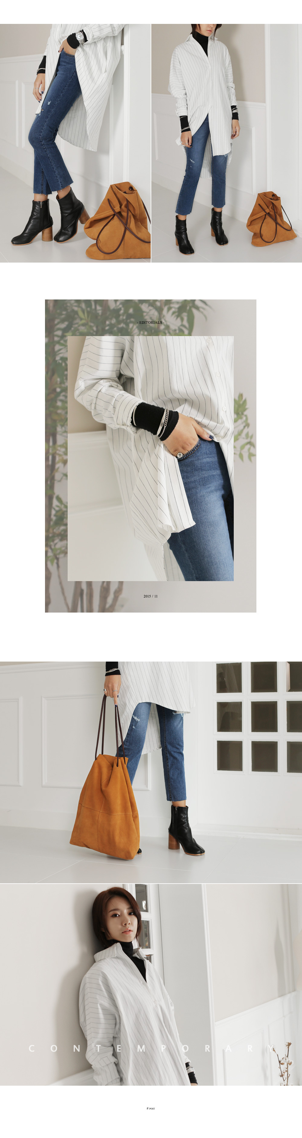 リアルスエード切り替えステッチスクエアートートバッグ・全2色 | DHOLIC | 詳細画像6