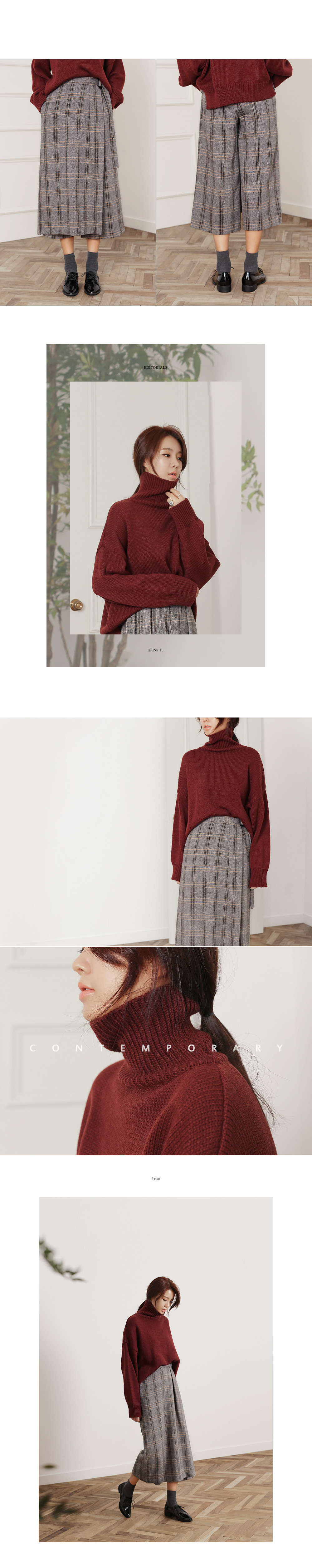 ヘリンボーンチェックラップワイドパンツ・全2色 | DHOLIC | 詳細画像4