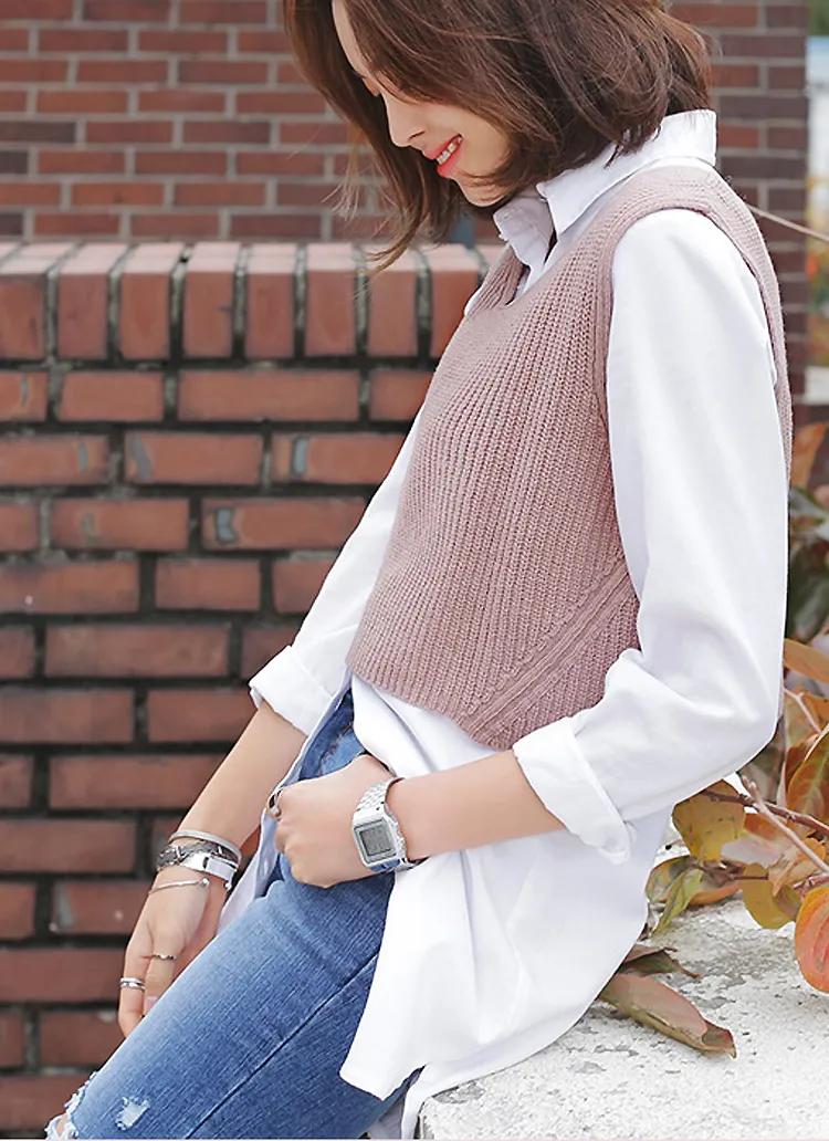 スクープネックミニマルニットベスト・全5色 | DHOLIC | 詳細画像1