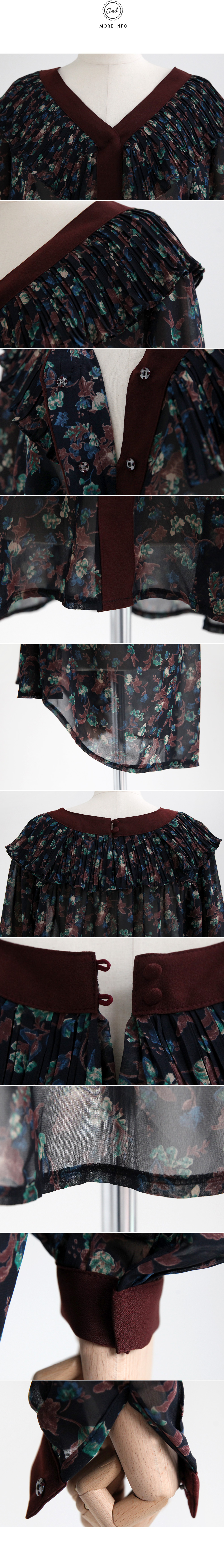 フラワーパターンフリルVネックブラウス・全2色 | DHOLIC | 詳細画像9