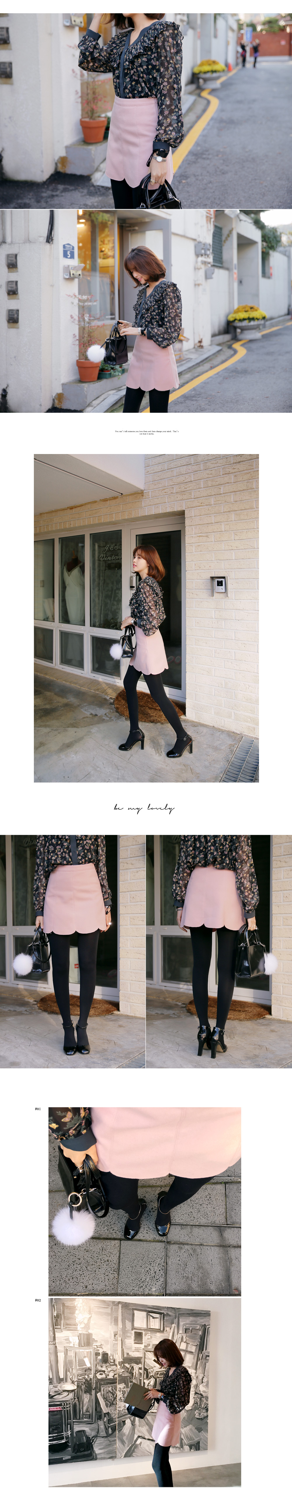 フラワーパターンフリルVネックブラウス・全2色 | DHOLIC | 詳細画像3