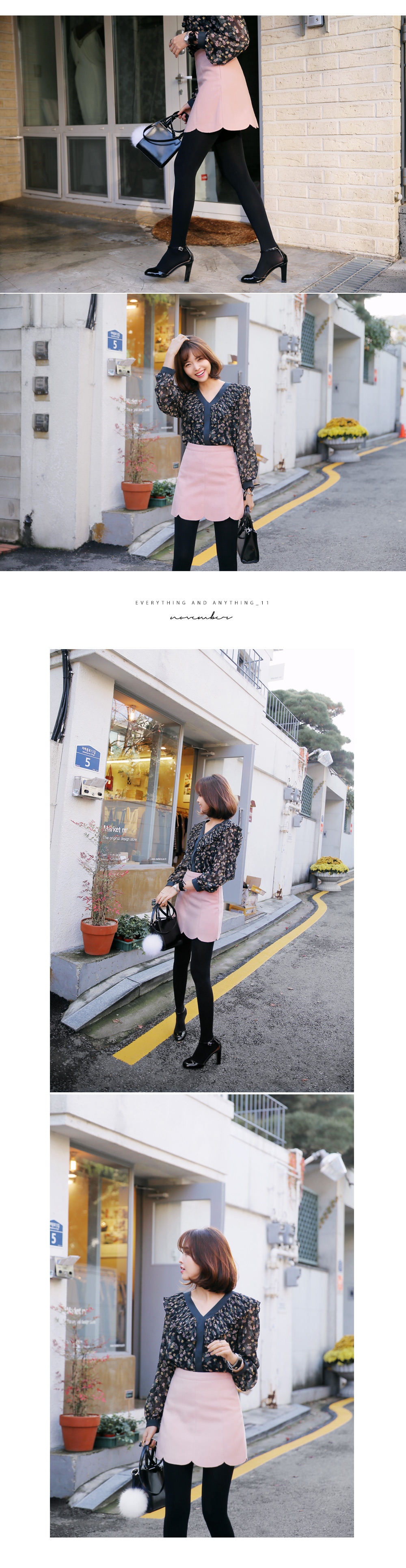 フラワーパターンフリルVネックブラウス・全2色 | DHOLIC | 詳細画像6