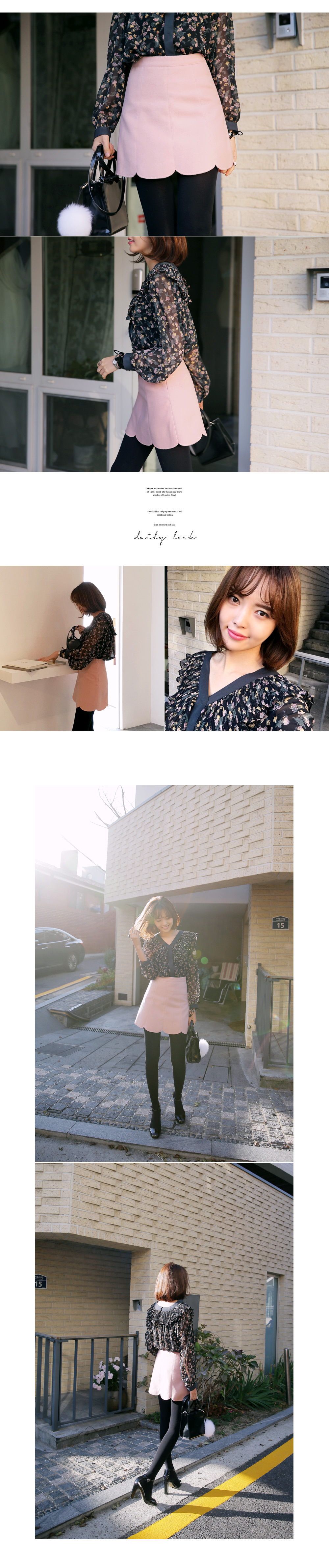 フラワーパターンフリルVネックブラウス・全2色 | DHOLIC | 詳細画像7