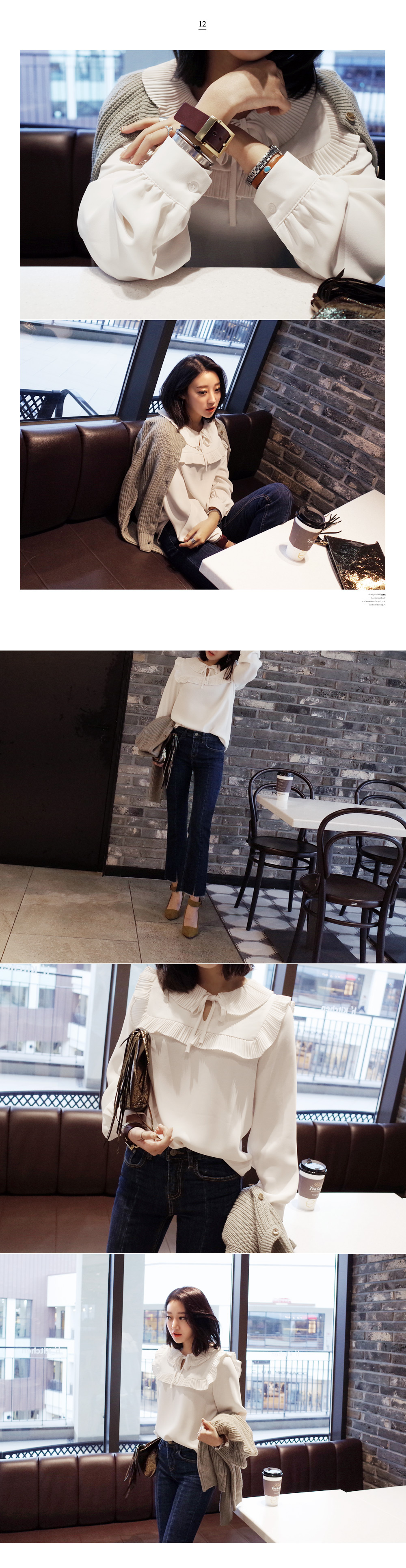 プリーツフリルセーラーカラーブラウス・全2色 | DHOLIC | 詳細画像3