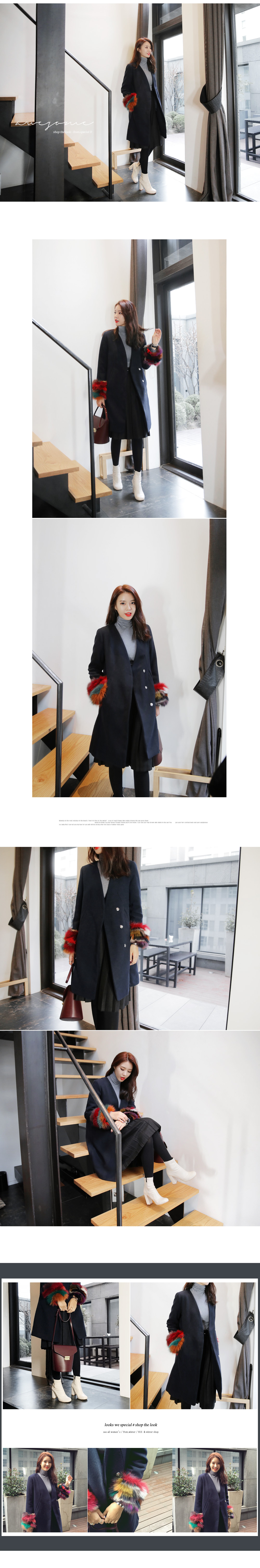 マルチカラーファーカフノーカラーロングコート・全2色 | DHOLIC | 詳細画像2