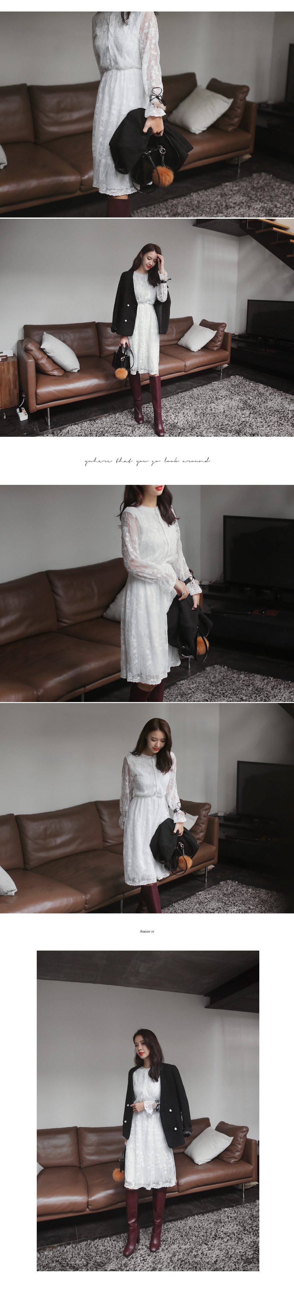 ウエスト切り替えひざ丈レースワンピース・全2色 | DHOLIC | 詳細画像3