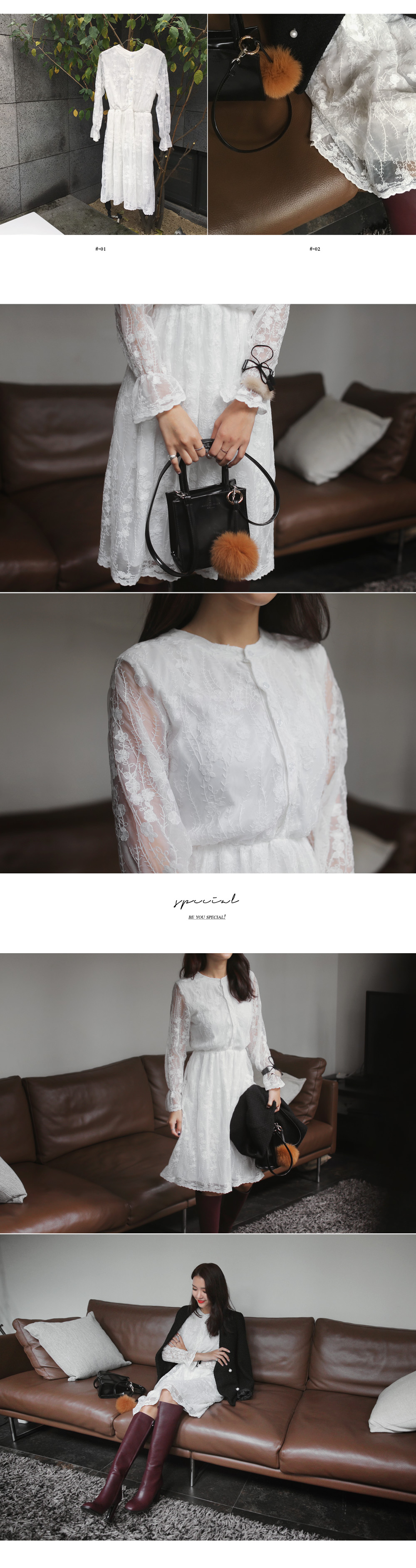 ウエスト切り替えひざ丈レースワンピース・全2色 | DHOLIC | 詳細画像4