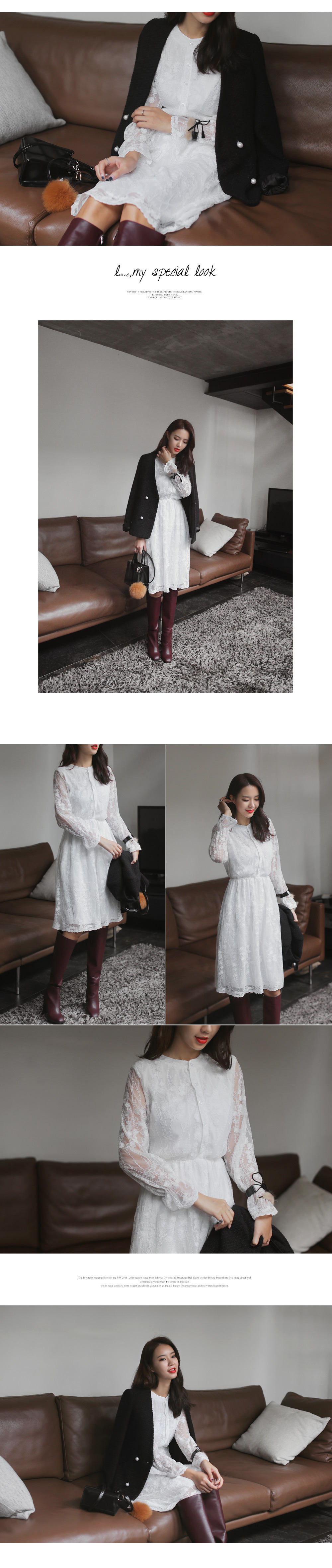 ウエスト切り替えひざ丈レースワンピース・全2色 | DHOLIC | 詳細画像9