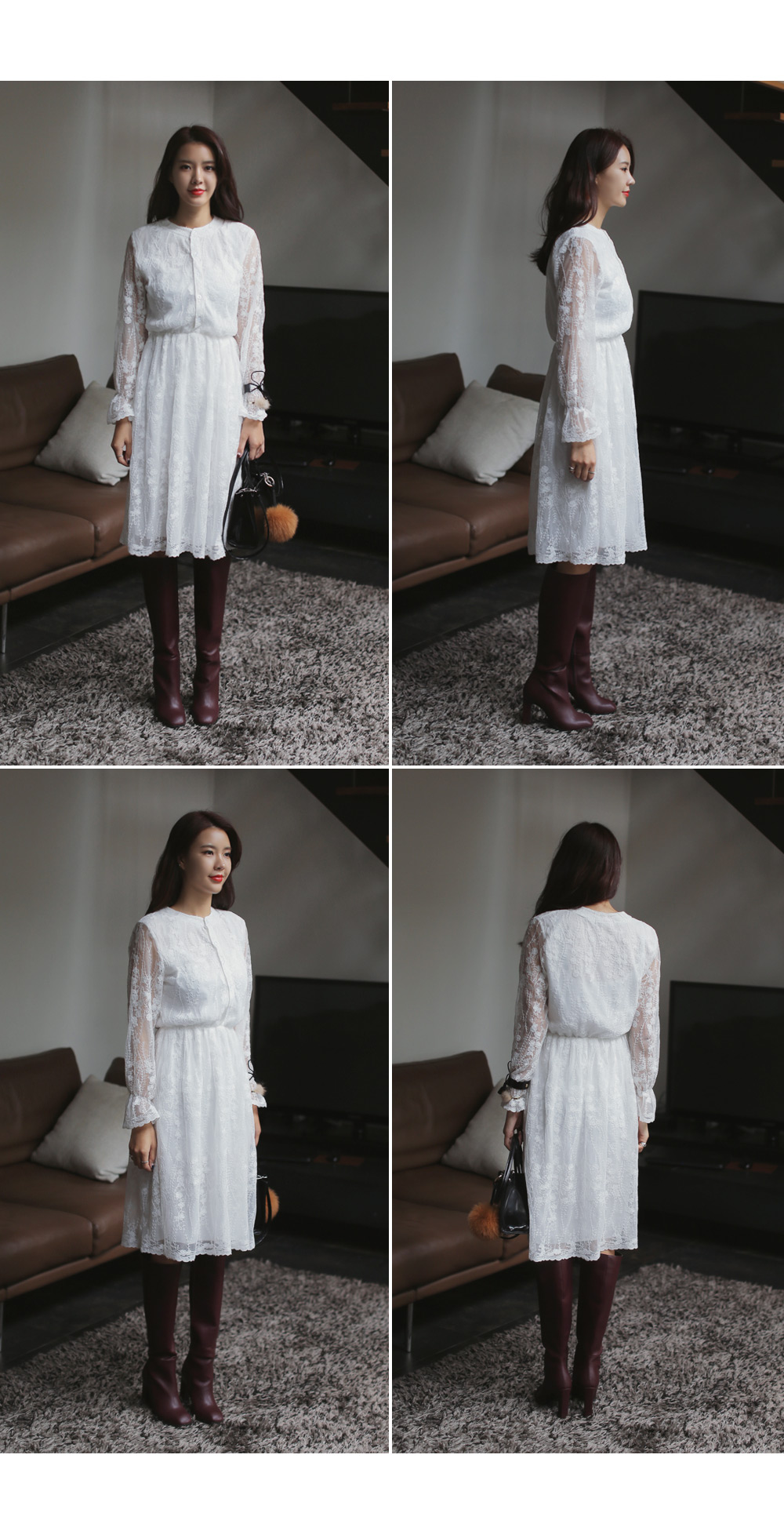 ウエスト切り替えひざ丈レースワンピース・全2色 | DHOLIC | 詳細画像10