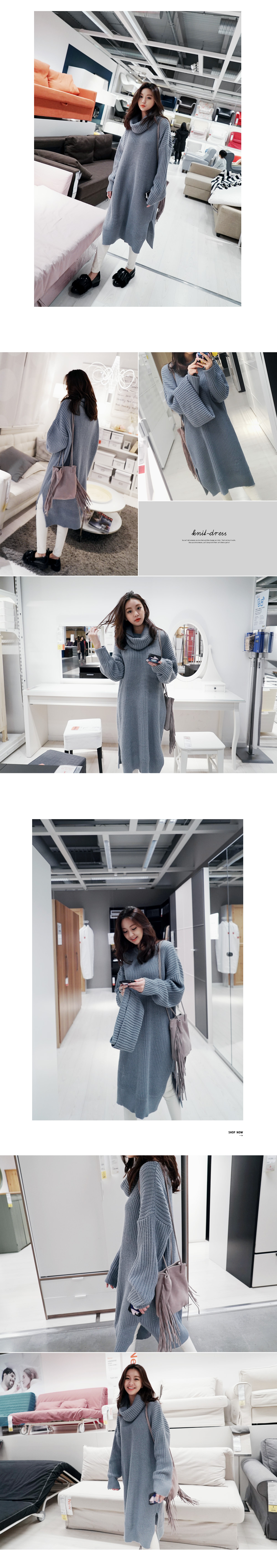 ロングニットワンピース&ネックウォーマーSET・全4色 | DHOLIC | 詳細画像4