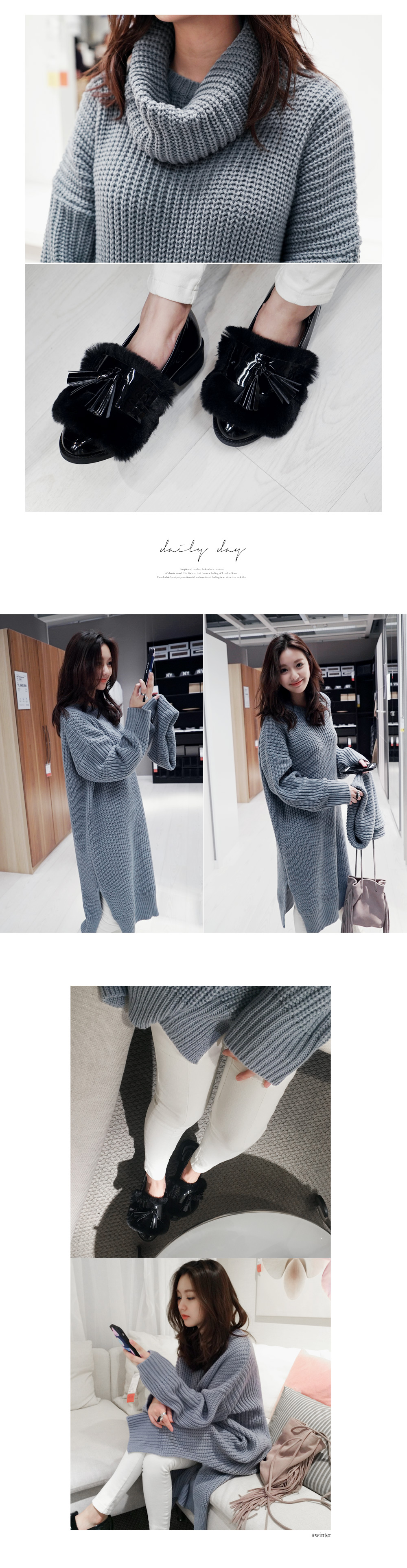 ロングニットワンピース&ネックウォーマーSET・全4色 | DHOLIC | 詳細画像5