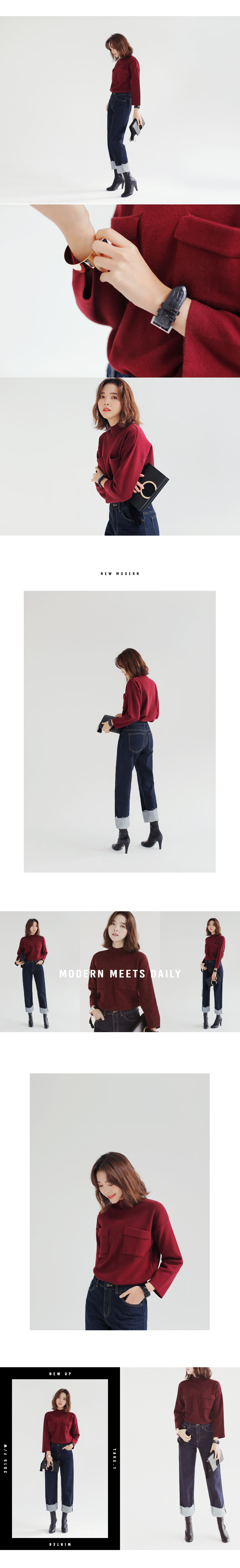 ボトルネックツーポケットニットプルオーバー・全5色 | DHOLIC | 詳細画像3