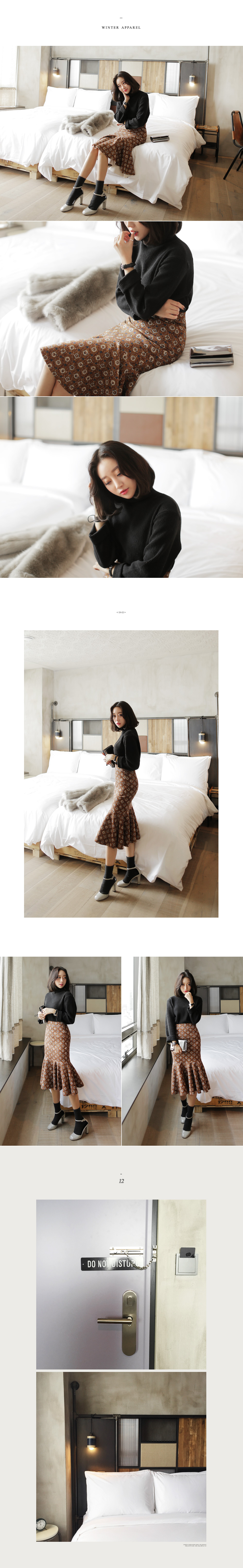 アンティークパターンマーメイドミモレ丈スカート・全3色 | DHOLIC | 詳細画像2