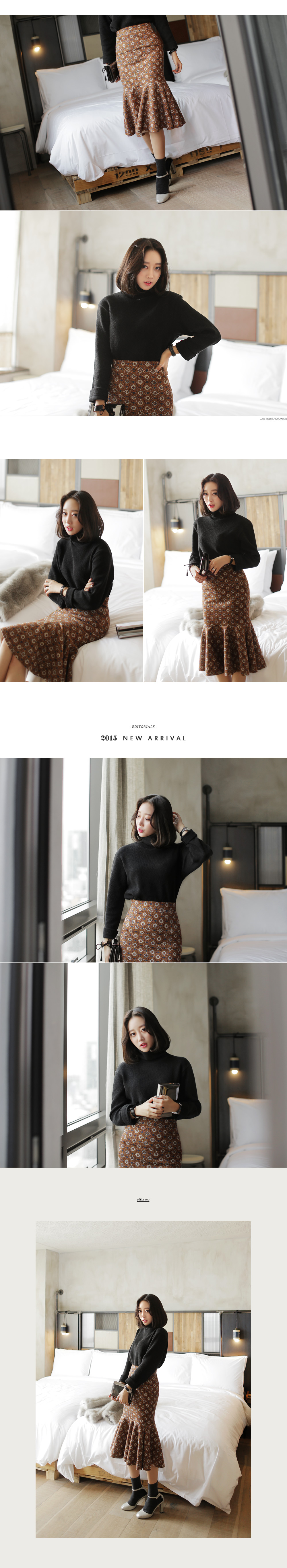 アンティークパターンマーメイドミモレ丈スカート・全3色 | DHOLIC | 詳細画像4