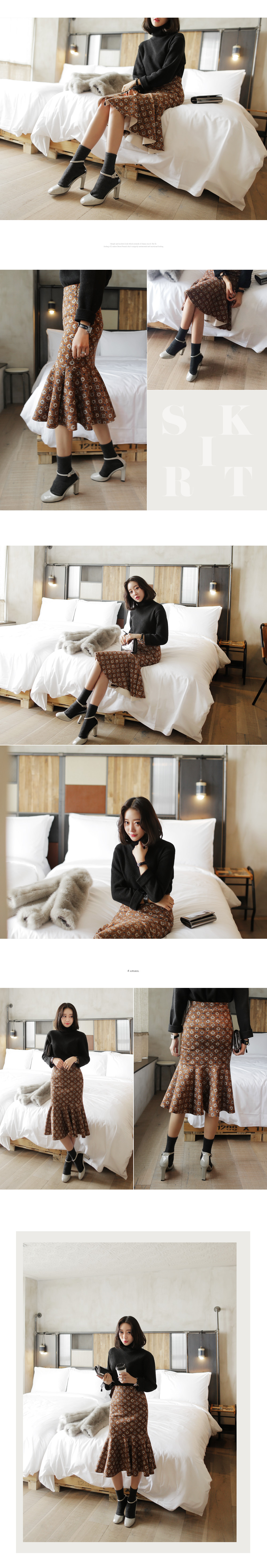 アンティークパターンマーメイドミモレ丈スカート・全3色 | DHOLIC | 詳細画像6