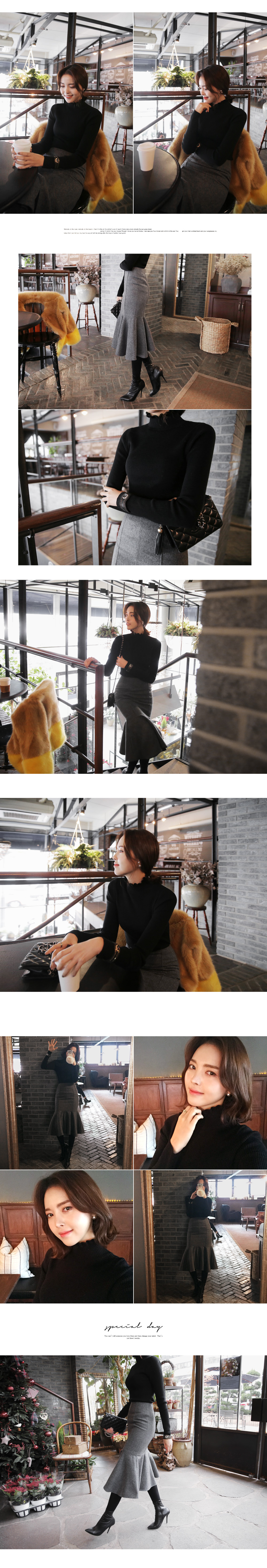 フリルハイネックリブニットプルオーバー・全5色 | DHOLIC | 詳細画像3