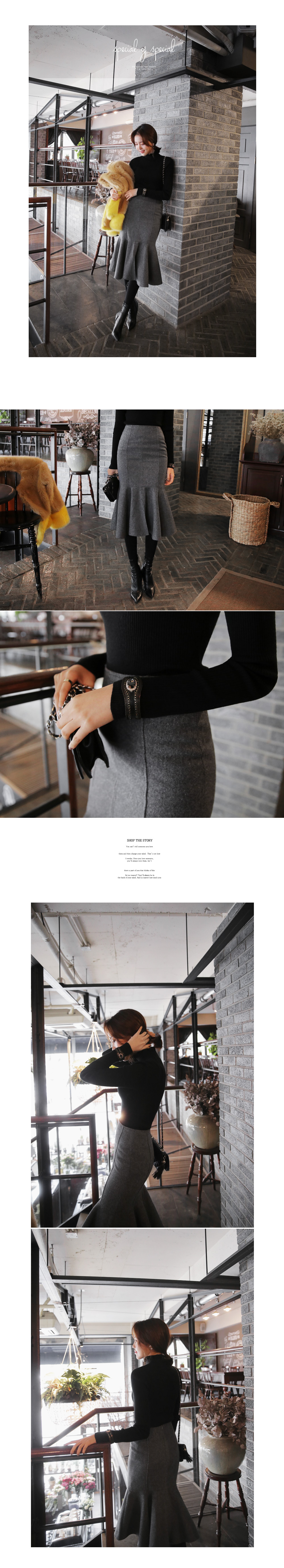 ウール混マーメイドミモレ丈スカート・全2色 | DHOLIC | 詳細画像2