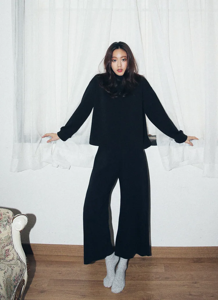 裏起毛プルオーバー＆ワイドパンツセットアップ・全2色 | DHOLIC | 詳細画像1