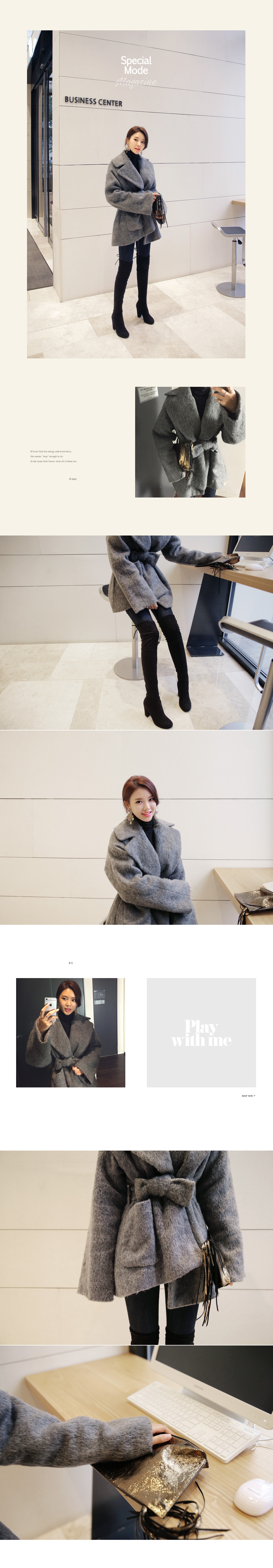 ワイドラペルアンバランスショートコート・全2色 | DHOLIC | 詳細画像2