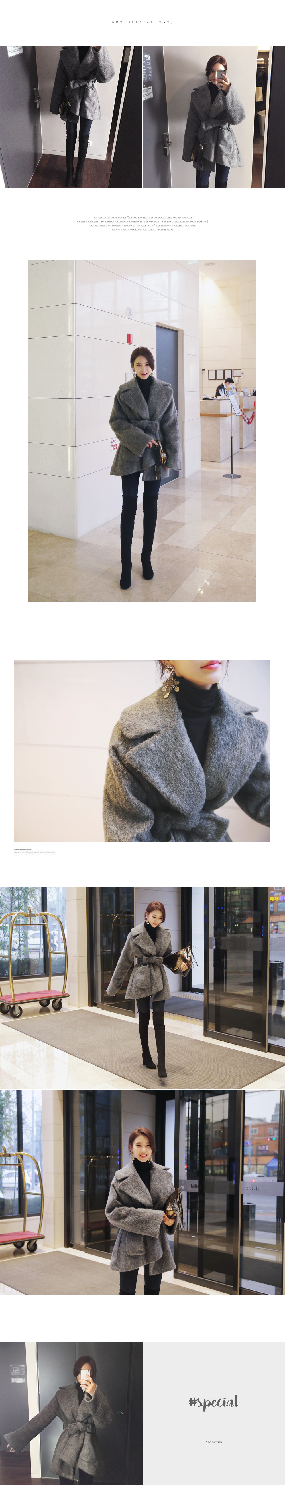 ワイドラペルアンバランスショートコート・全2色 | DHOLIC | 詳細画像3