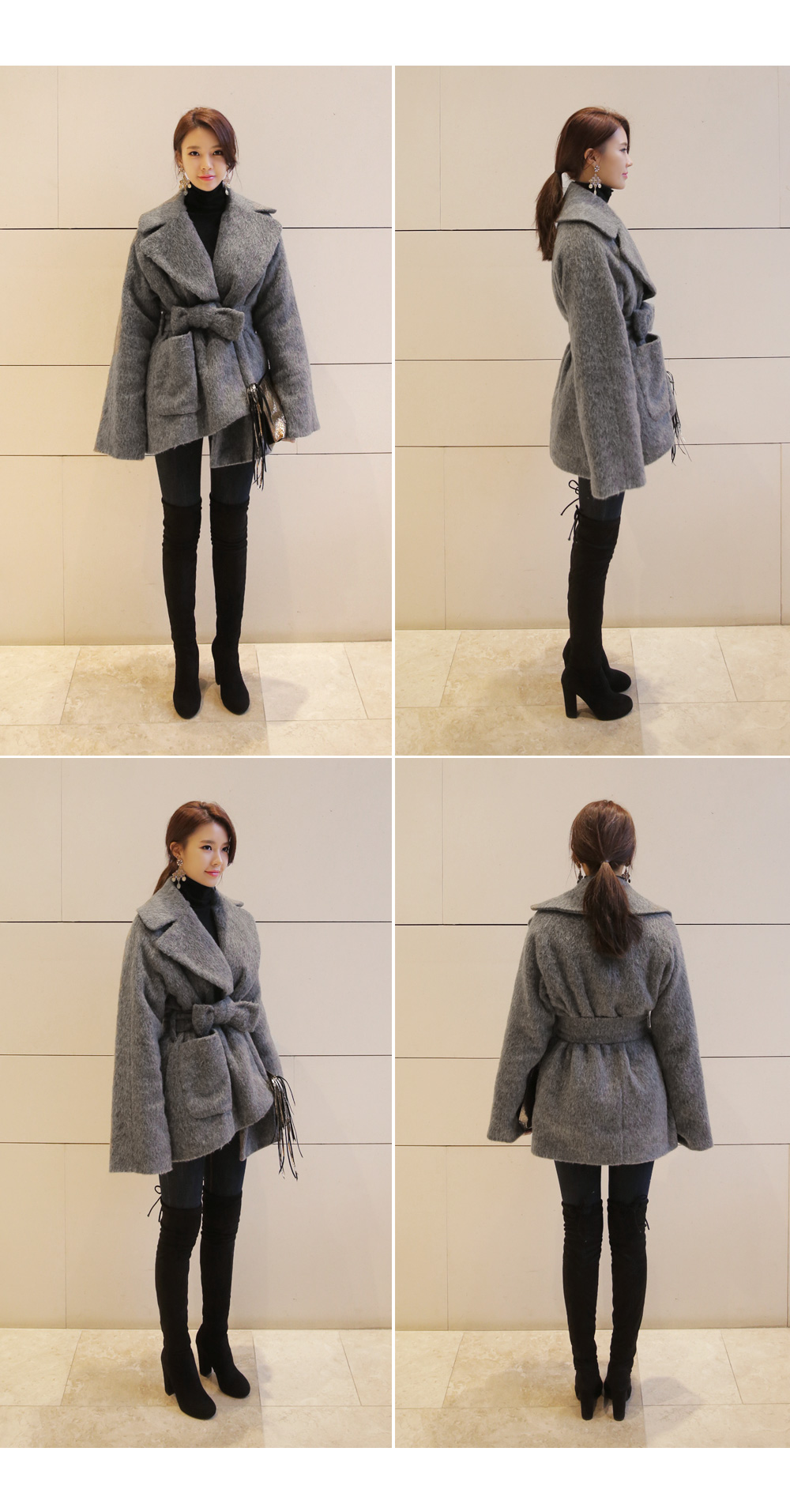 ワイドラペルアンバランスショートコート・全2色 | DHOLIC | 詳細画像6