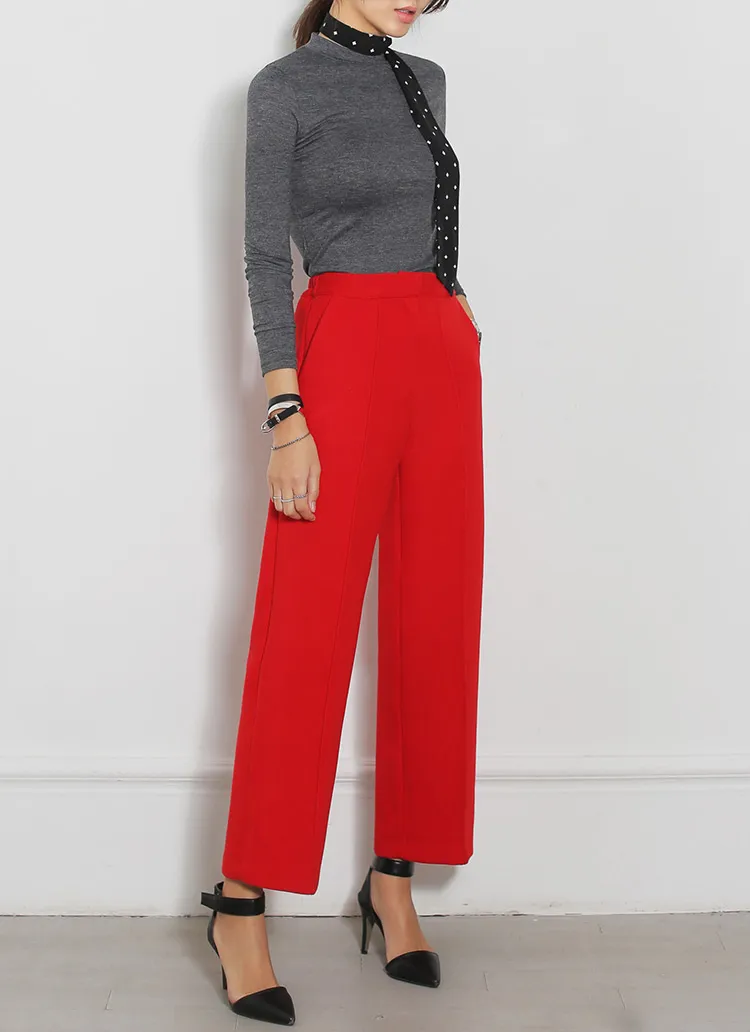 センタープレスハイウエストストレートパンツ・全3色 | DHOLIC | 詳細画像1