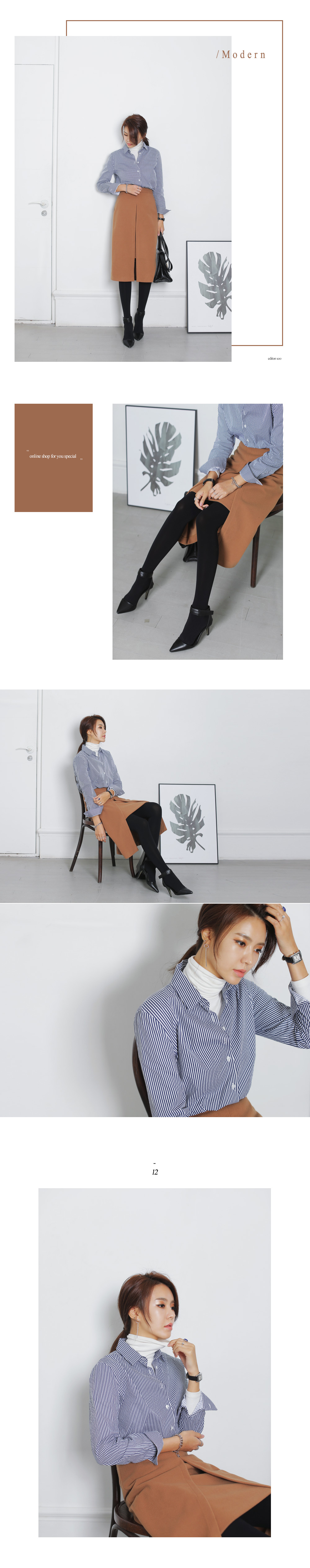 センタースリットミモレ丈スカート・全2色 | DHOLIC | 詳細画像2