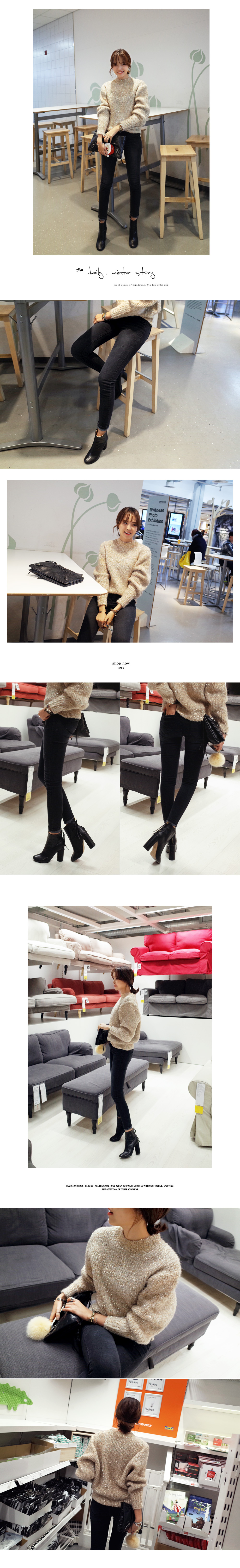 裏起毛ダメージディテールデニムスキニーパンツ・全1色 | DHOLIC | 詳細画像3