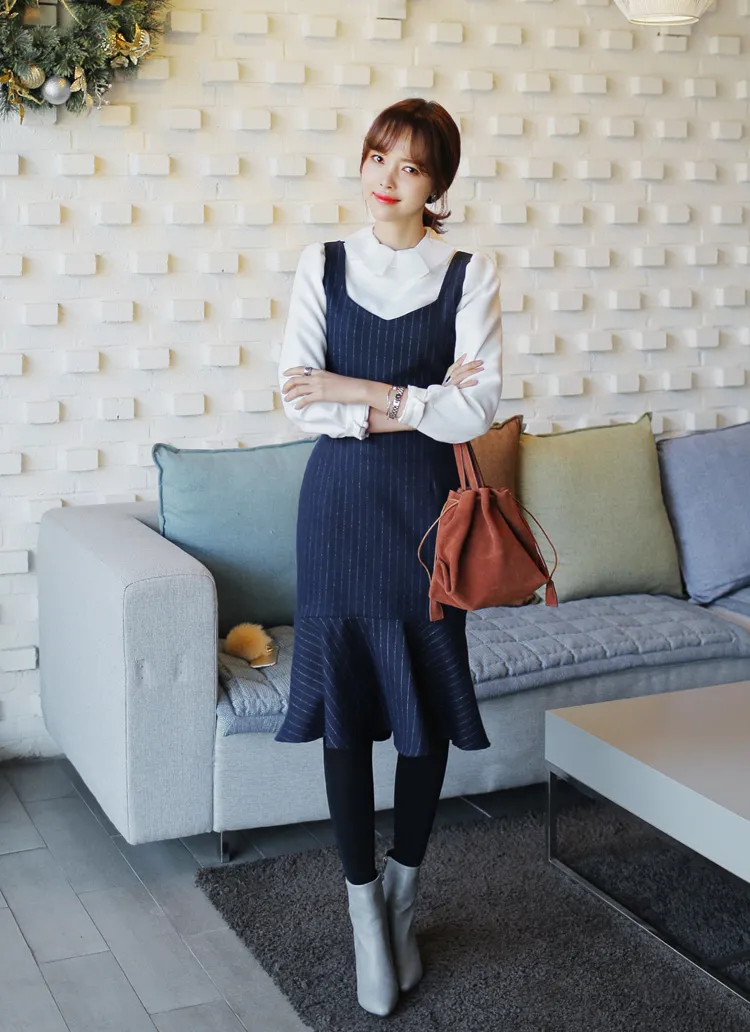 ピンストライプマーメイドワンピース・全2色 | DHOLIC | 詳細画像1