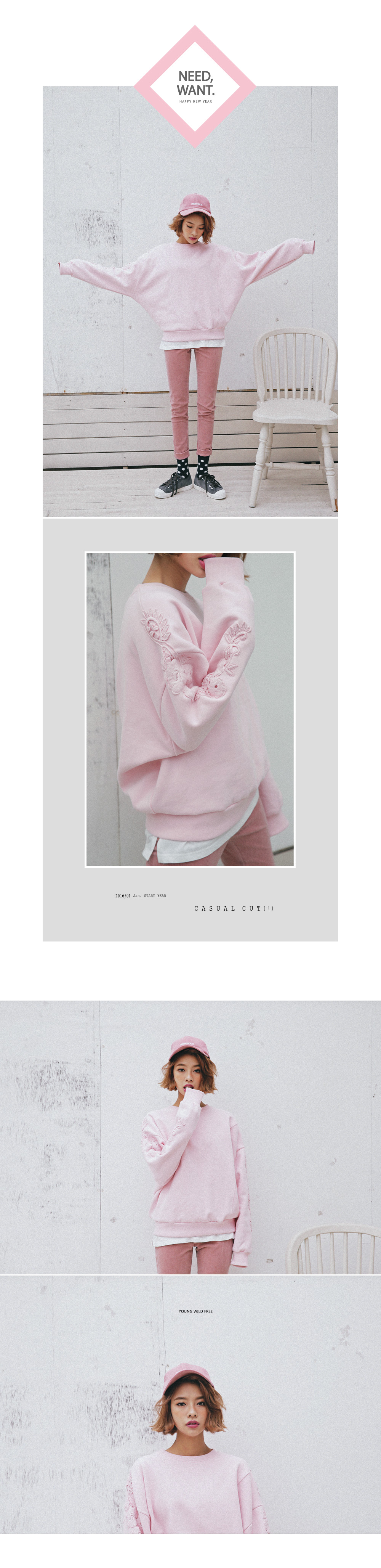 フラワーレーススリーブ裏起毛スウェットプルオーバー・全3色 | DHOLIC | 詳細画像2