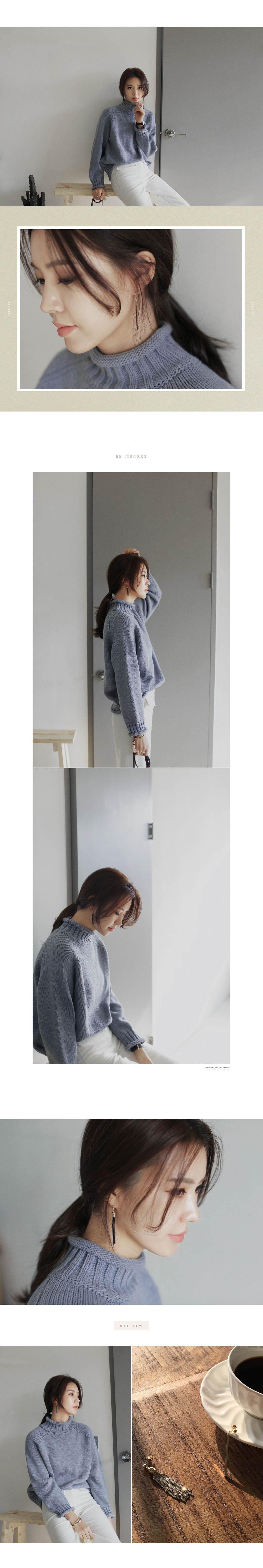 ロールアップヘムハイネックラグランスリーブニットプルオーバー・全3色 | DHOLIC | 詳細画像4