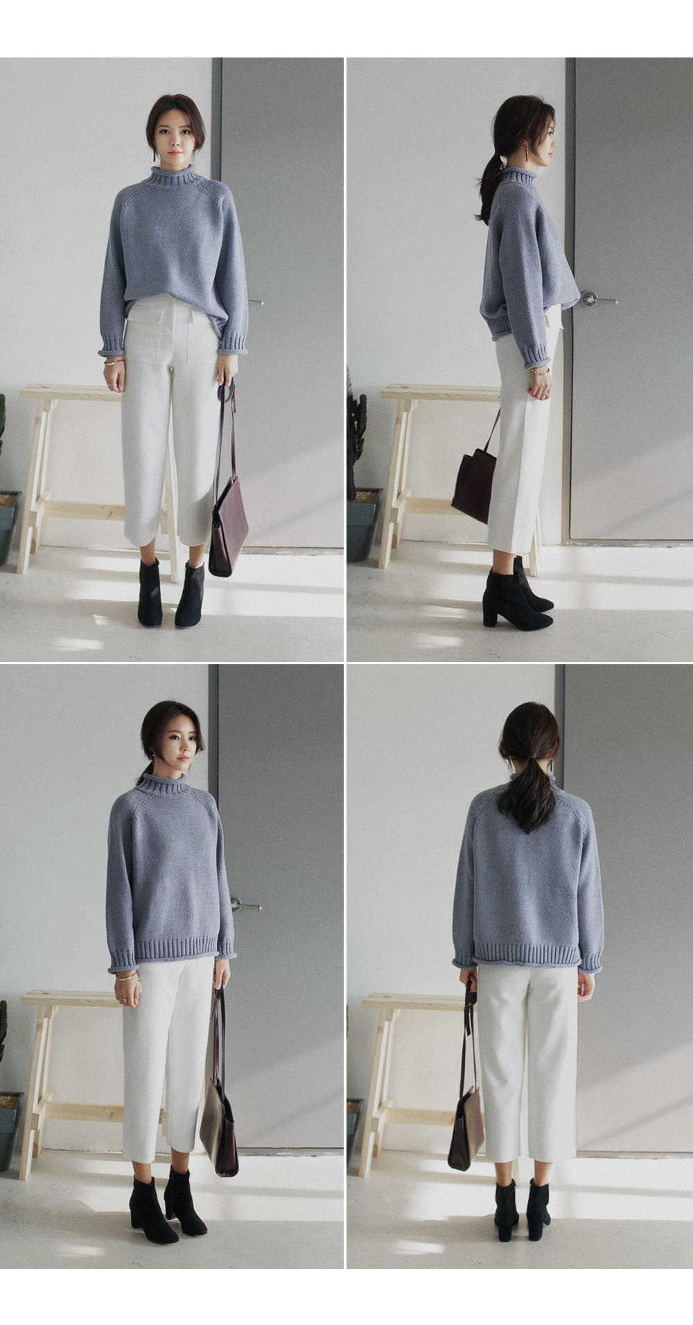 ロールアップヘムハイネックラグランスリーブニットプルオーバー・全3色 | DHOLIC | 詳細画像9