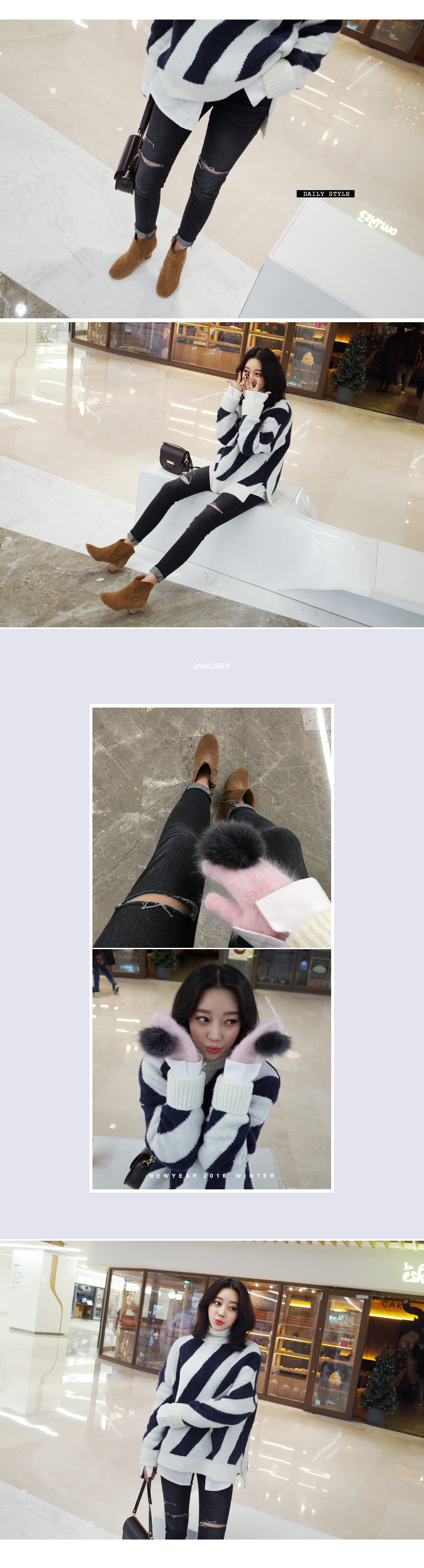 ダメージディテール裏起毛デニムスキニーパンツ・全1色 | DHOLIC | 詳細画像5