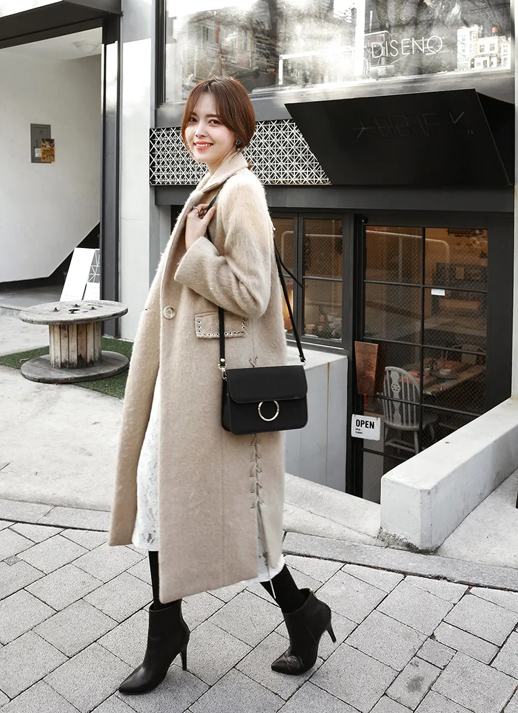 レースアップポイントウールロングコート・全2色 | DHOLIC | 詳細画像1