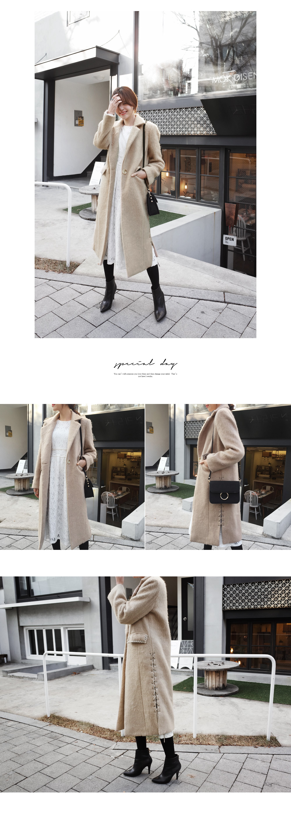 レースアップポイントウールロングコート・全2色 | DHOLIC | 詳細画像6