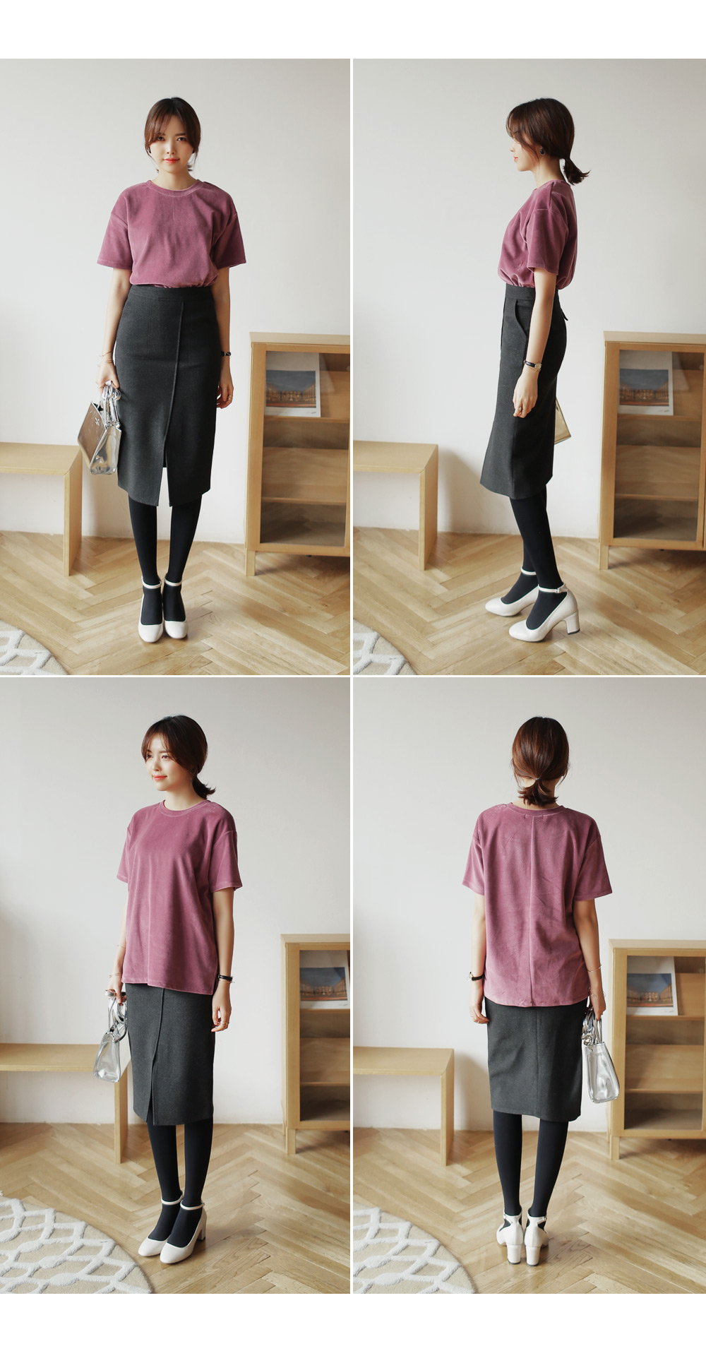 ベロア調素材オーバーサイズTシャツ・全3色 | DHOLIC | 詳細画像18