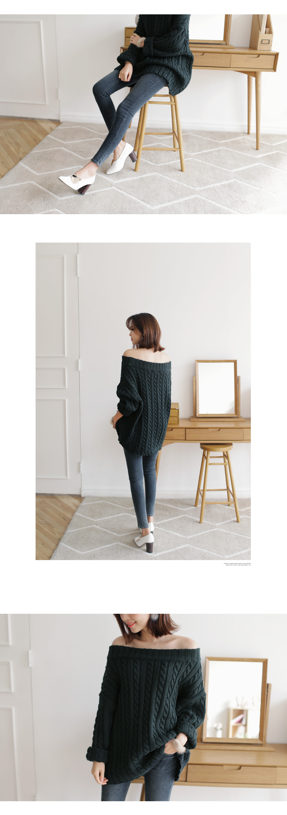 オフショルダーケーブルニットプルオーバー・全4色 | DHOLIC | 詳細画像4