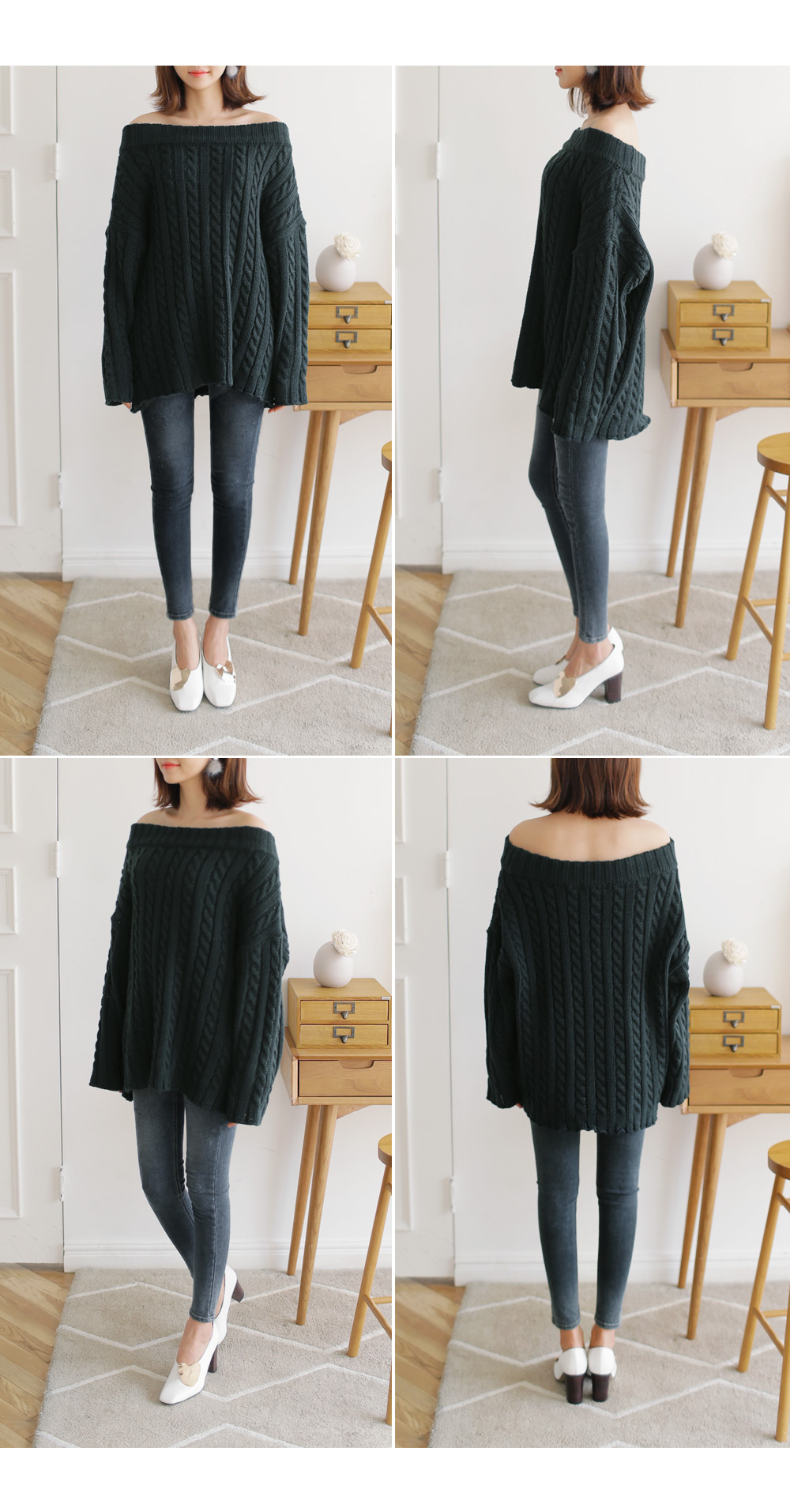 オフショルダーケーブルニットプルオーバー・全4色 | DHOLIC | 詳細画像8