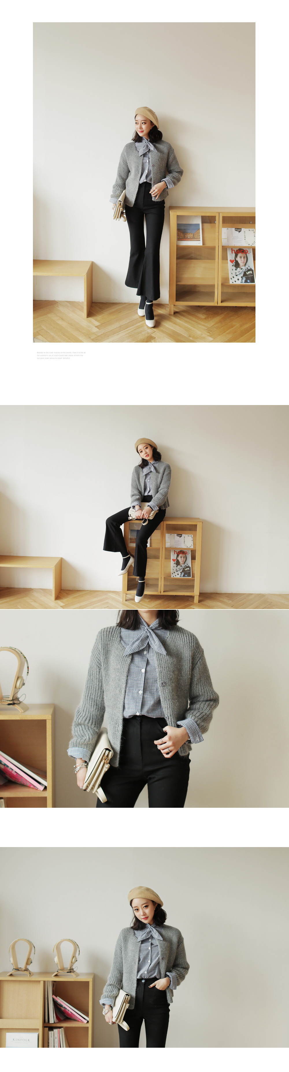 アンゴラ混ラウンドネックショートニットカーディガン・全4色 | DHOLIC | 詳細画像6