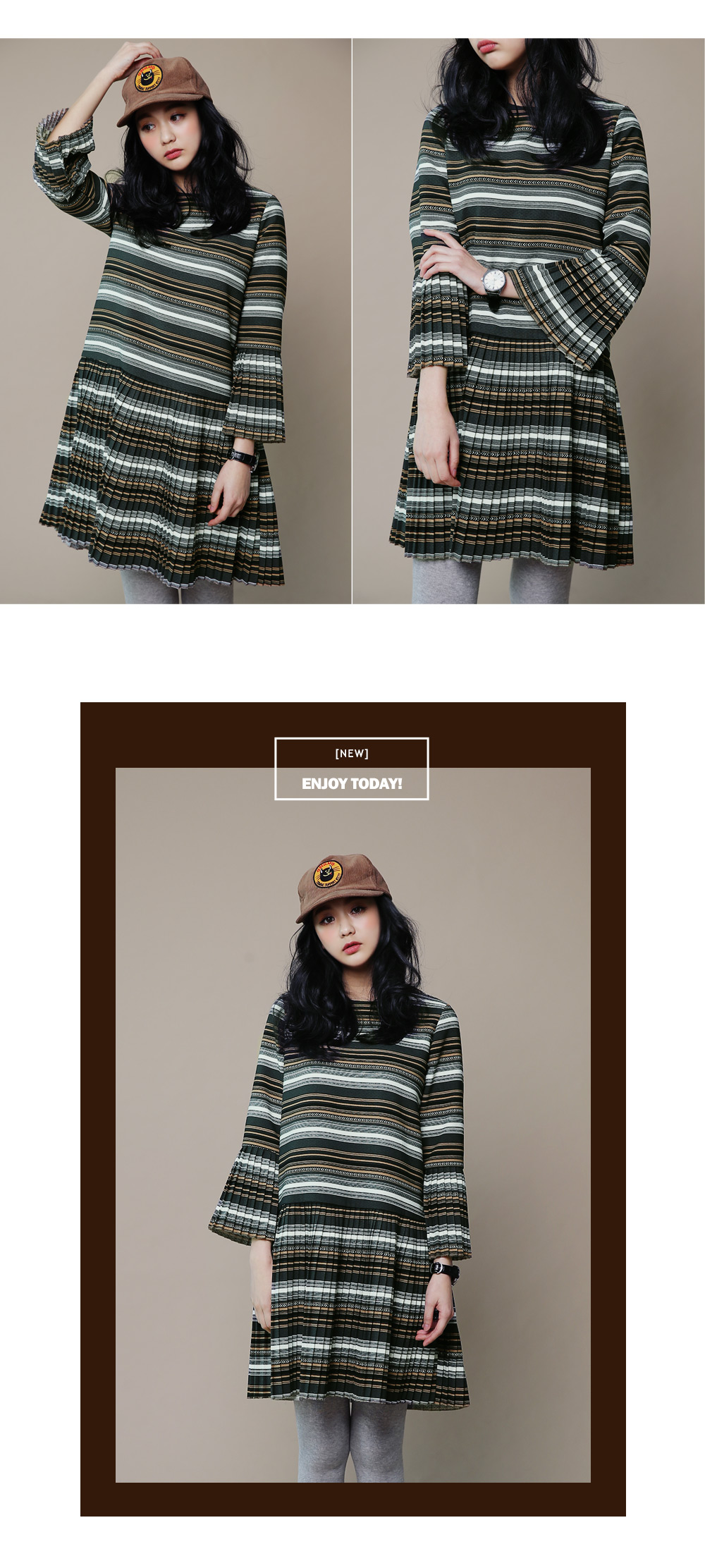 エスニックパターンプリーツワンピース・全2色 | DHOLIC | 詳細画像3