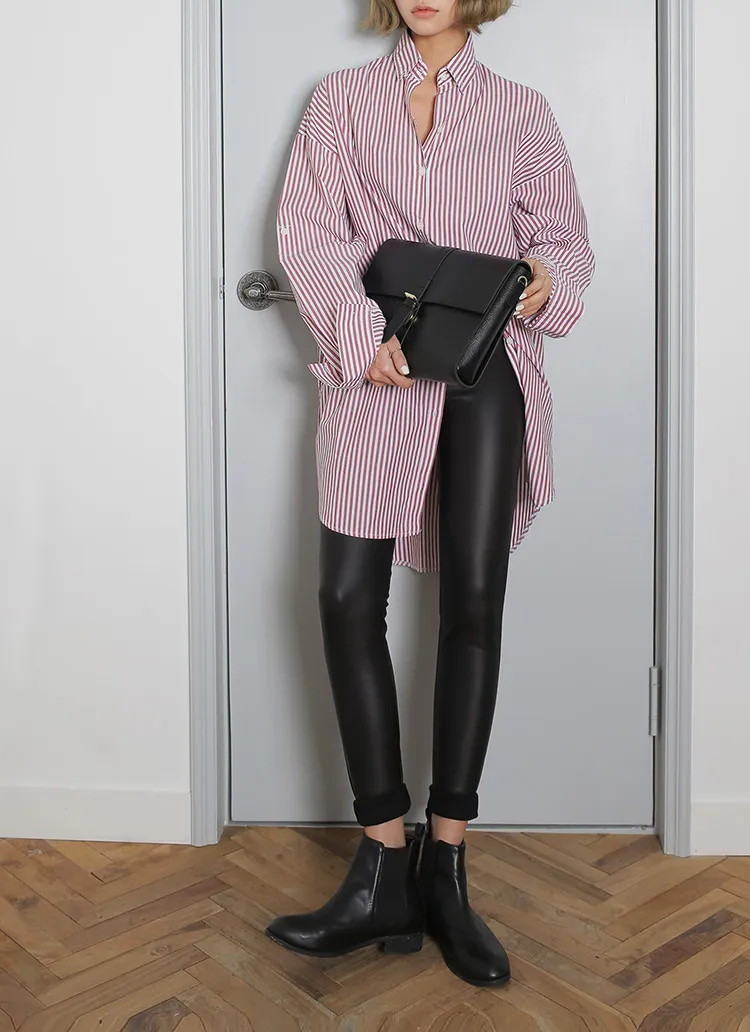 裏起毛レザー調ハイウエストレギンスパンツ・全1色 | DHOLIC | 詳細画像1