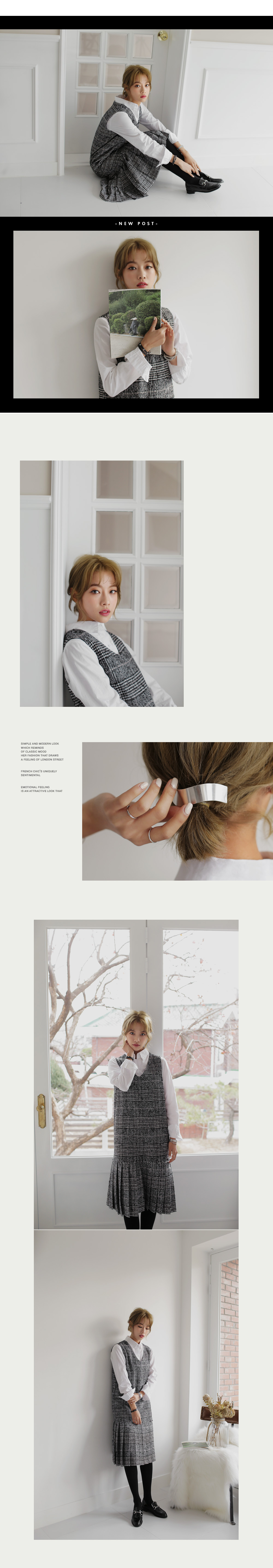 グレンチェックプリーツヘムミディワンピース・全2色 | DHOLIC | 詳細画像2