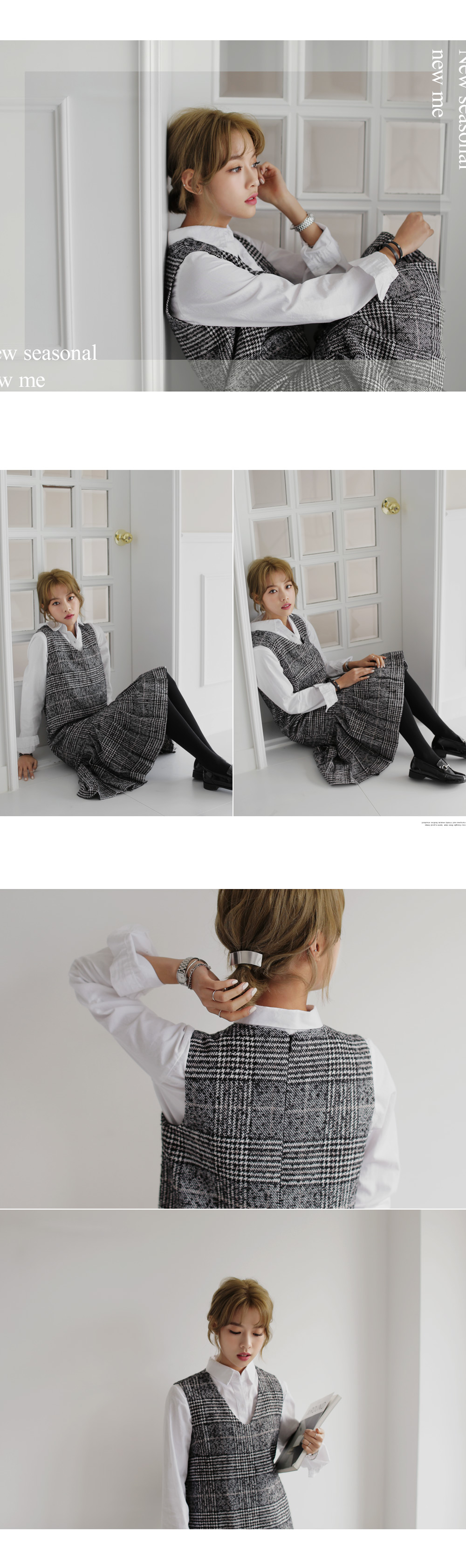 グレンチェックプリーツヘムミディワンピース・全2色 | DHOLIC | 詳細画像4