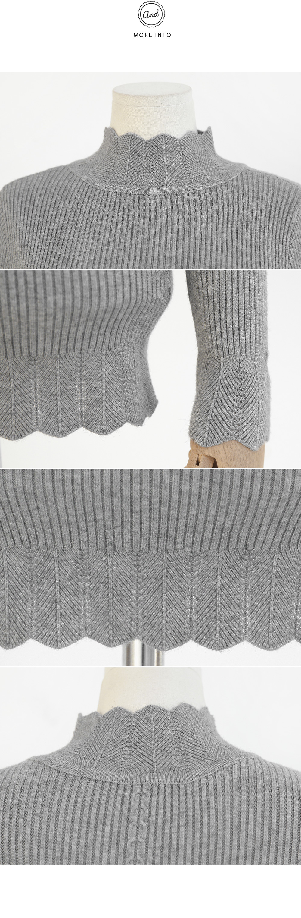 スカラップヘムスリムリブニットプルオーバー・全3色 | DHOLIC | 詳細画像13